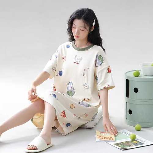 Damen-Pyjama Baumwolle Damen Kurzarm Nachtwäsche Loungewear Nachtwäsche - Bild 9 von 22