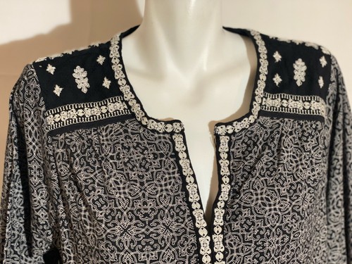 Lucky Brand Damen schwarz weiß 1X 1XL Top Shirt Baumwollmischung neu mit Etikett Übergröße - Bild 2 von 8