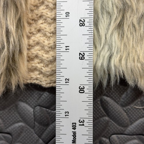 H&M Gilet Jacket Women's Medium Beige Knit Faux Fur Sleeveless Open Front Stitch - Bild 7 von 8