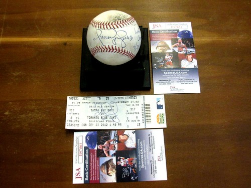 OMAR VIZQUEL INDIANS BLUE JAY SIGNED AUTO LAST GAME USED BASEBALL & TICKET JSA