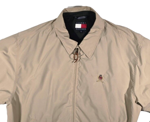 Vintage Tommy Hilfiger Jacket Mens Beige Full Zip Polyester Fleece Lined XXL 2XL - Picture 2 of 12