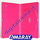 Kit 27 custodie box per CD/DVD colorate rosa con porta libretto 1cm Amaray
