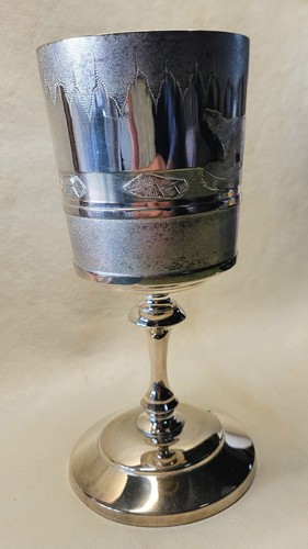 Antique Re-Silvered Silverplate Arctic Polar Bear on Ice Flow Goblet - Picture 3 of 7