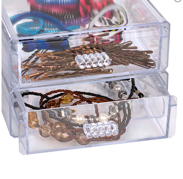 Essentials Stackable Drawer Cosmetic Desk Hobby Organizing Clear