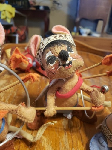 1984 ANNALEE MOBILITEE DOLLS INDIAN WARRIOR MOUSE NATIVE AMERICAN COLLECTION - Picture 3 of 7