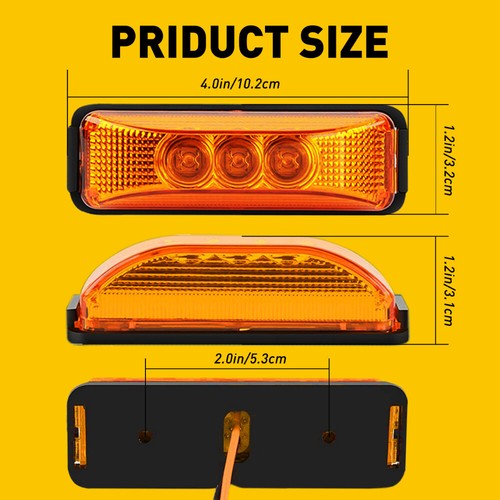 4x luces de señalización laterales ámbar 3-LED para remolque RV luz de separación impermeable EE. UU. - Imagen 3 de 12