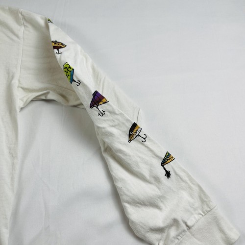 Vans Off The Wall Fishing Lures T-Shirt Long Sleeve Men’s White Size: Medium - Picture 4 of 13