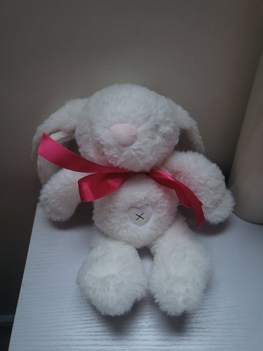 CHAD VALLEY BABY Cute White Bunny Rabbit Soft Plush Toy Red Bow 900 - Picture 2 of 12