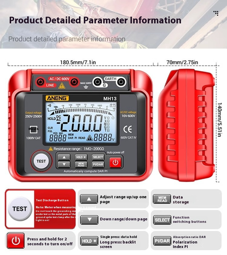 Insulation Resistance Tester MH13 High Precision Digital Megohmmeter 500V1000V - Picture 14 of 20