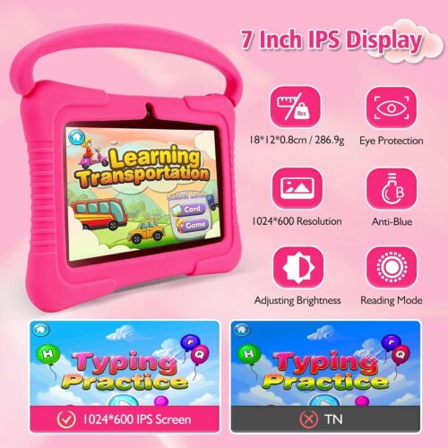 Veidoo Kids Tablet, 7 inch Android Tablet PC, 2GB RAM 32GB ROM, Tablet Pink - Picture 4 of 9