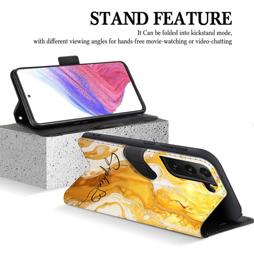 Personalised Leather Wallet Case Marble Cover For Samsung Galaxy S24 S23 A15 A05 - Picture 76 of 84