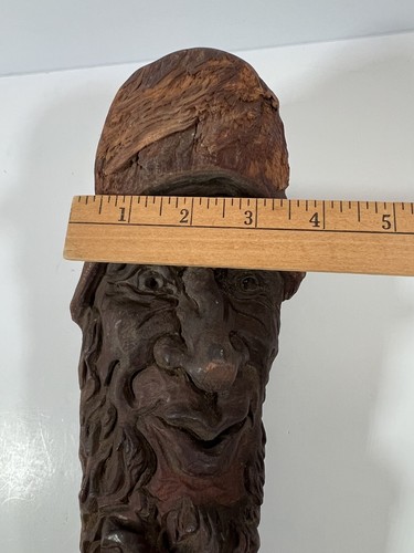VTG Carved Wood Tree Spirit Old Man Face Folk Art Wall Sculpture 20" Signed OOAK - Picture 23 of 24