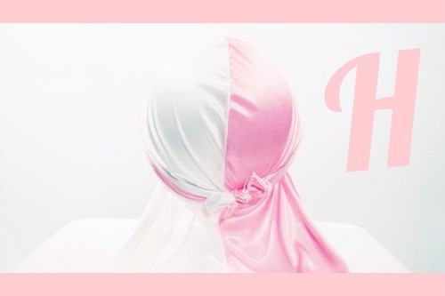 New Unisex Pink White Silk  Polyester ￼Two Tone  Doo Rag Durags Headwrap Cap - Picture 2 of 7