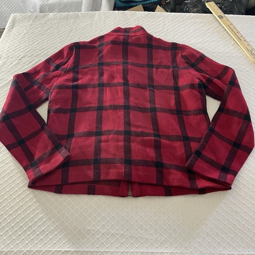 Ralph Lauren Sweater Womens Sz L Red Plaid Full Zip Cardigan Cotton LRL Tartan - Picture 12 of 13