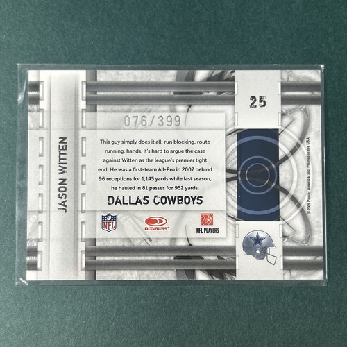 2009 Donruss Elite Prime Targets Jason Witten 076/399 Black Parallel #25 - Picture 6 of 7