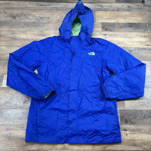 The North Face AQRC Zipline Rain Jacket Hood Blue Lime Boys Size XL (18-20)