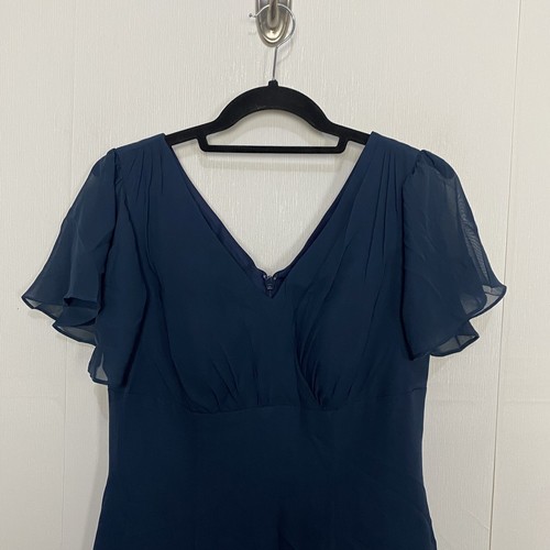 JJ's House Women’s NWT Dark Navy A-line V Neck Chiffon Bridesmaid Dress Size 8 - Picture 4 of 12