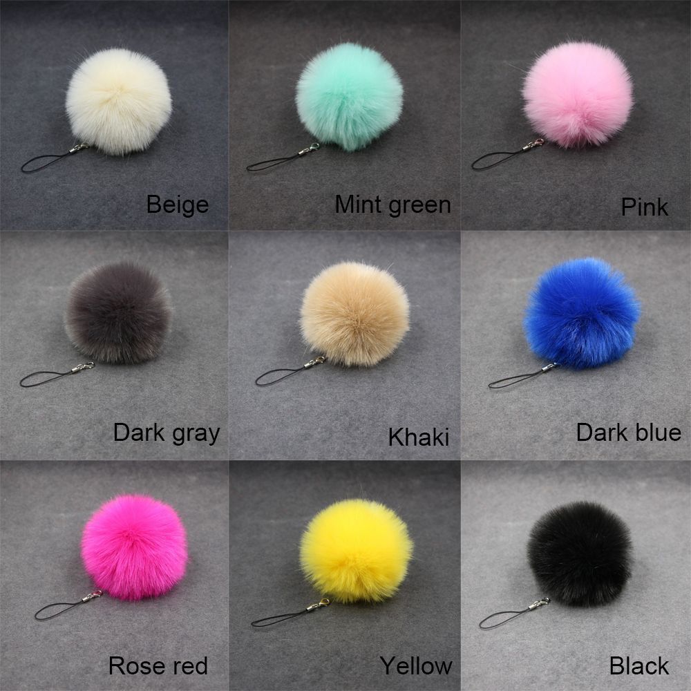 Holder Pompoms Soft Faux Furry Ball Keychain Pendant Keyring Pom