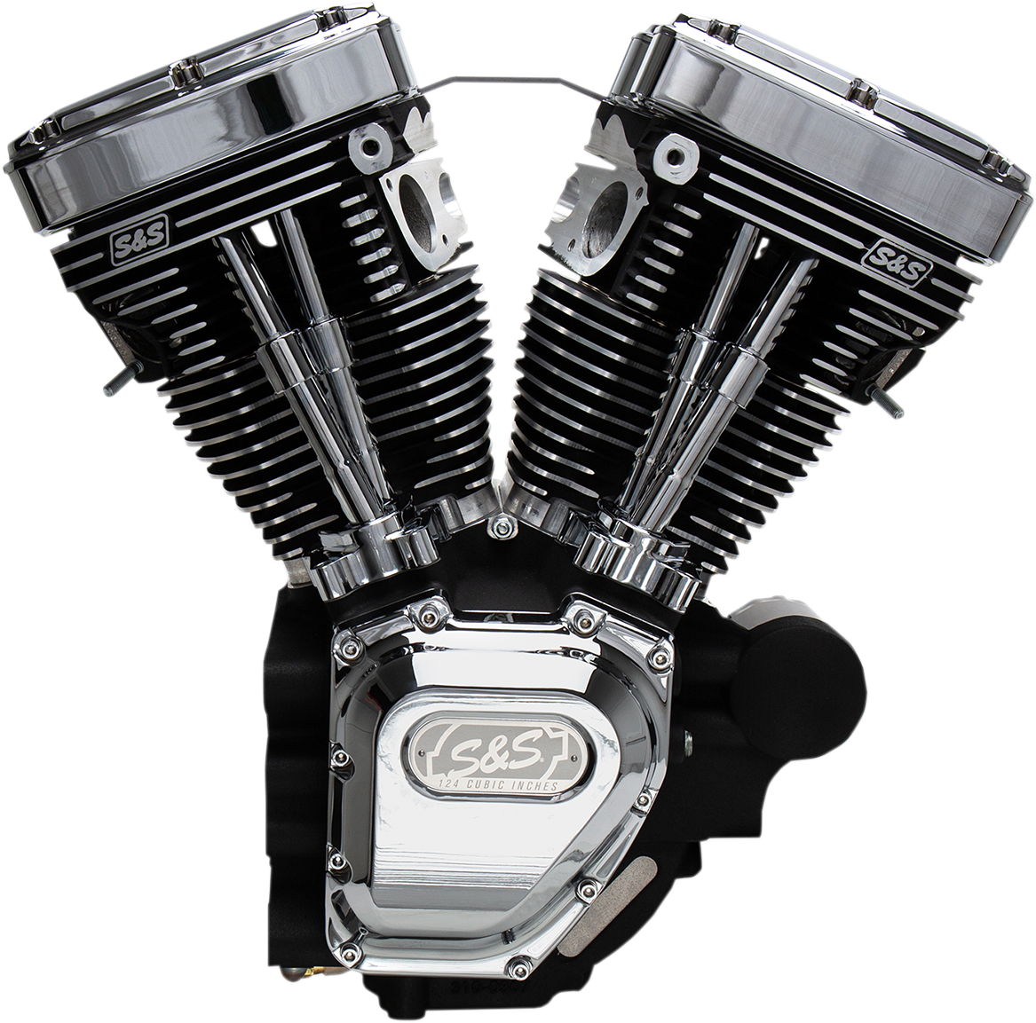 S&S Engine T124, 640GE Cams, Wrinkle Black/Chrome, Harley Touring S&S Engine T124, 640GE Cams, Wrinkle Black/Chrome, Harley Touring