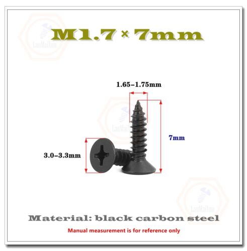 Tornillos de madera M1 M1.2 M1.4 M1.7 negros Phillips cabeza plana cruz tornillo - Imagen 21 de 24