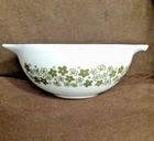 Pyrex 443 Cinderella Mixing Bowl 2.5 Qt Crazy Daisy White Green VG