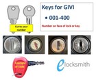Key cut to your code number Suits Givi Luggage Top Box 001-400 FREE POST