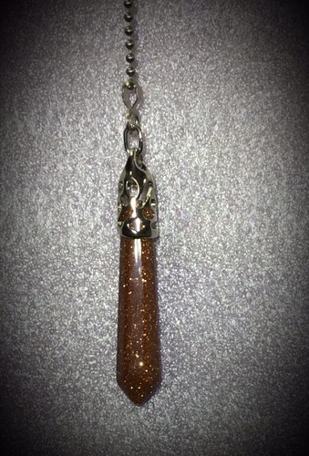 Handcrafted Genuine Red Goldstone Gemstone Silver Stainless Steel Fan Pull - Picture 2 of 4