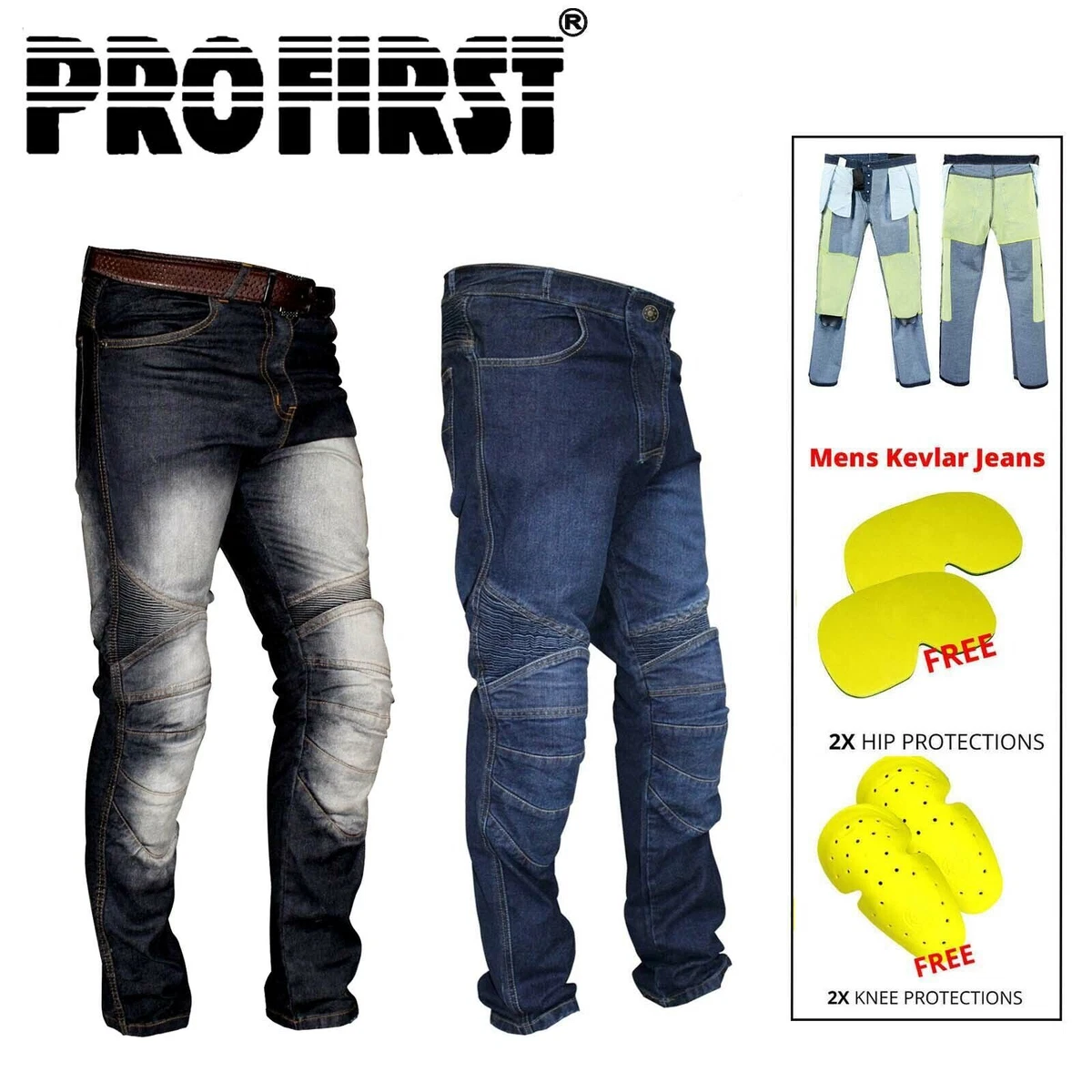 Men Motorbike Racing Denim Jeans Motorcycle Riding Cargo Style Armoured  Trousers