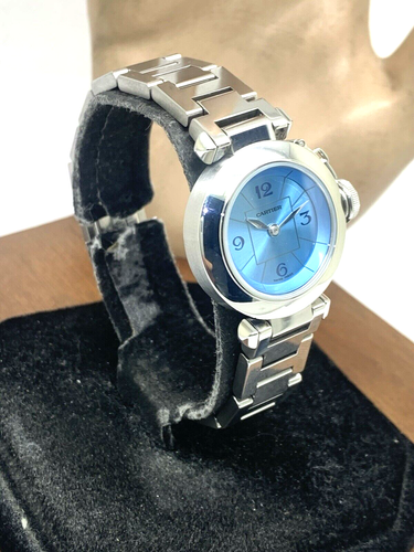 Cartier Pasha Women's Watch 2973 Swiss Quartz Blue Dial Stainless Steel 27mm - Picture 13 of 13