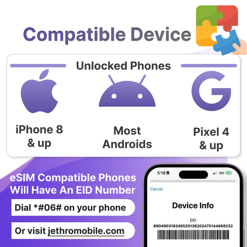 Jethro Mobile - eSIM EE. UU., Activación rápida, 3 GB de datos de alta velocidad, conversación ilimitada - Imagen 7 de 7