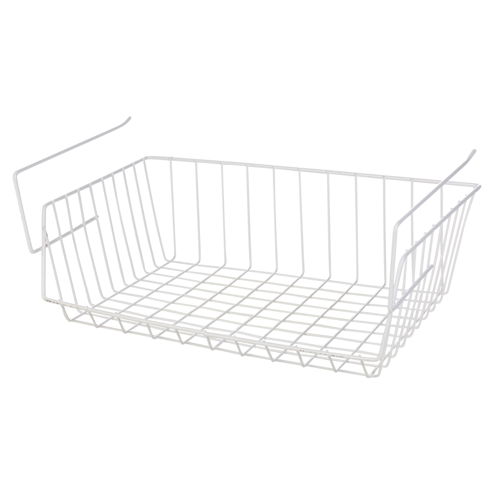 White Under Shelf Table Storage Basket Rack Kitchen Wire Mesh
