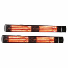 Pair Wall Mounted Patio Heater Black Infrared & Remote Control 3kW Heatlab