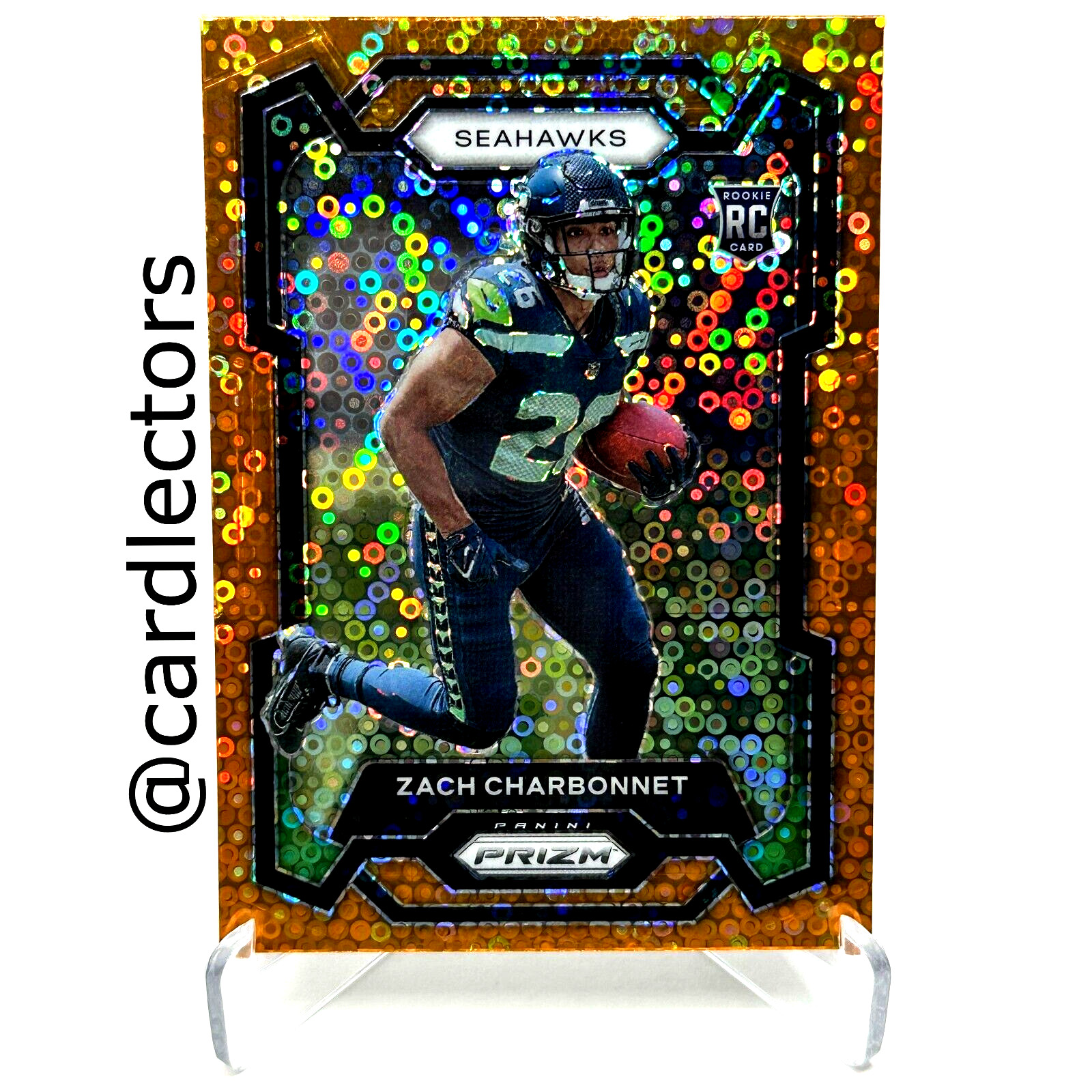 2023 Panini PRIZM Football ZACH CHARBONNET #392 RC Orange Disco PRIZM SEAHAWKS