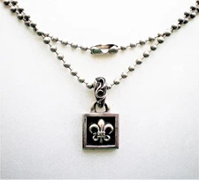 1998 Designer Chrome Hearts Sterling Silver Fleur De Lis Pendant Necklace Chain 