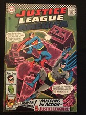 JUSTICE LEAGUE OF AMERICA 52 6.0 QUALIFIED TEAR THRU WHOLE BOOK SIDE DC 1967 BE