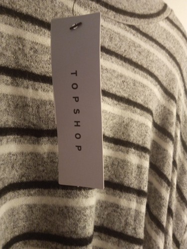 Topshop Grey White & Black Striped, Sweater Dress W. SZ. US, 12 Long Sleeve Mini - Picture 4 of 10