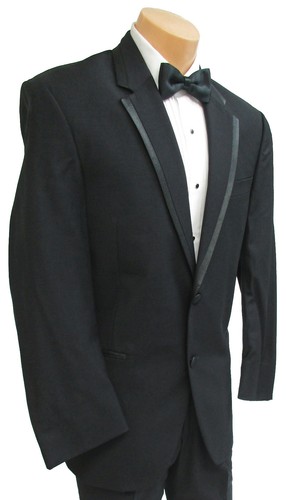 Men's Black Calvin Klein Rome Tuxedo Jacket with Faille Satin Trim 100% Wool  - Picture 2 of 6