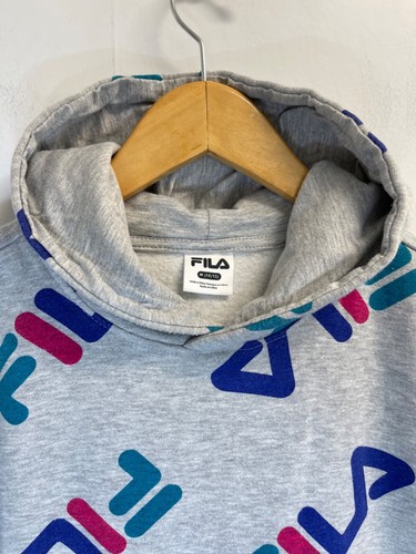 Fila Youth Kids Girls Boys size M 10/12 Pullover Hoodie Sweatshirt Grey Fleece - Picture 2 of 4