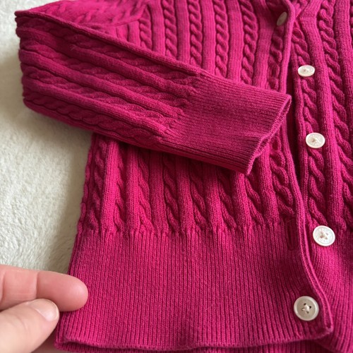 RALPH LAUREN Little Girls Cardigan Sweater ~ Size 3T~ Pink Christmas Cableknit - Picture 4 of 7