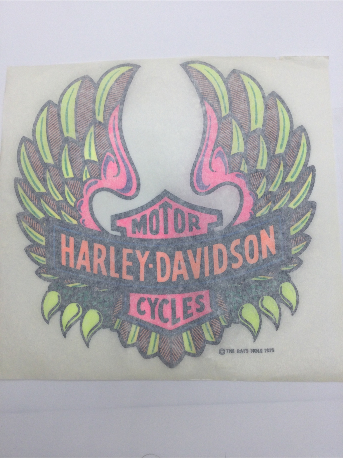 Harley Davidson Vintage Neon Iron On Heat Transfer 1975 Rats Hole