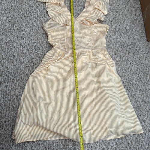 Abito Treasure & Bond a righe S giallo incrociato schiena con volant Cottagecore - Foto 4 di 12