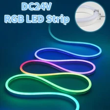 65ft 110V-24V RGB Waterproof LED Neon Rope Strip Light In/Outdoor Building Decor