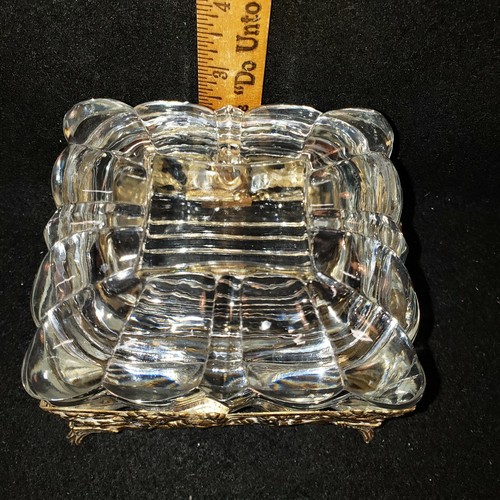 VTG 1960's Jewelry Casket Glass & Brass Filigree Retro Renaissance - Picture 9 of 9