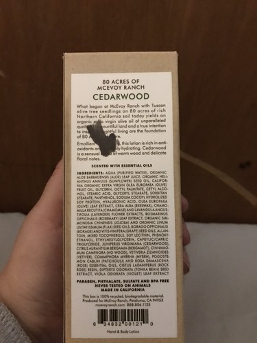 80 Acres Cedarwood Hand & Body Lotion From Olive Oil McEvoy Ranch 10oz New - Picture 4 of 10