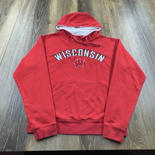 Vintage Wisconsin Badgers Hoodie Mens S Red Sweatshirt Team Logo Team Sweater - Picture 2 of 11