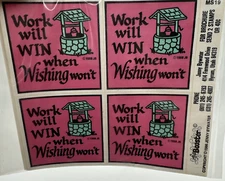 TUPPERWARE "Work Will Win When Wishing Won't" Jenny Bywater Stickers 1988 VTG