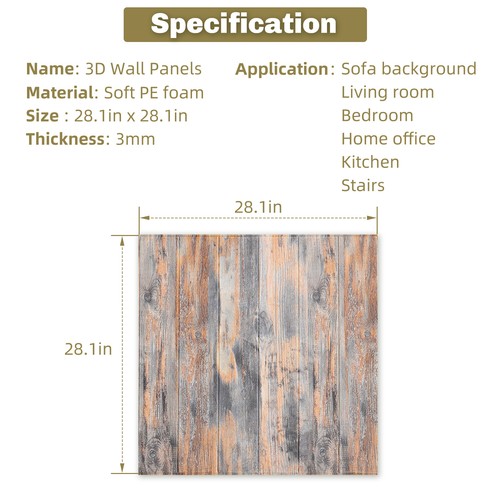 5/10PCS Large 3D Soft PE Foam Wall Panels Waterproof Wall Sticker Self-adhesive - Picture 111 of 138