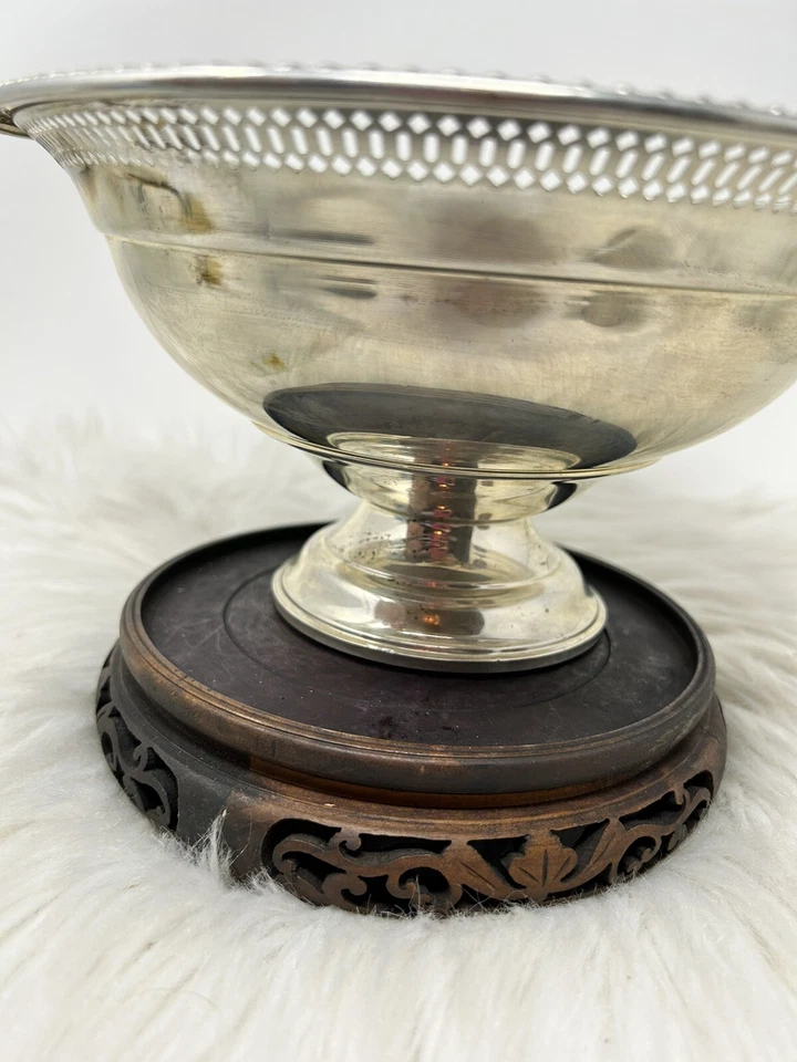 Cuenco con patas de compota con borde perforado de plata esterlina ponderado Preisner 77 Foto 4 de 4