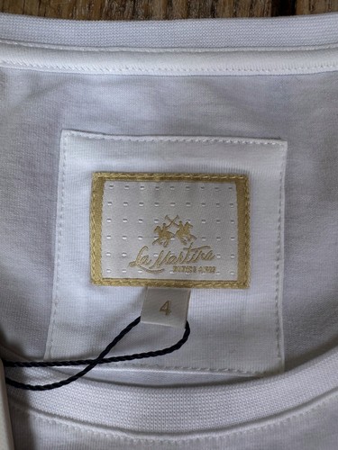 NEW!! LA MARTINA Buenos Aires White Logo Print T SHIRT, Size 4, UK 12/14 - Picture 3 of 5