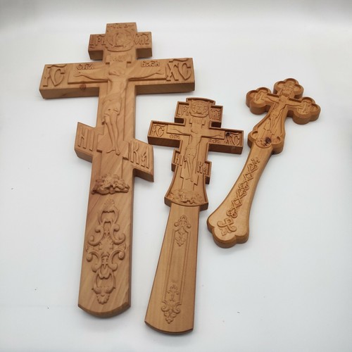 Orthodox Carved Wooden Cross Hand 14.17" - Picture 4 of 5